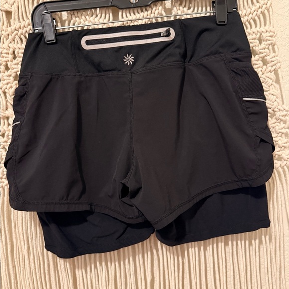 Athleta Ready Set 2-in-1 Shorts S67555 – Black Compression Running Shorts Size S - Picture 2 of 3